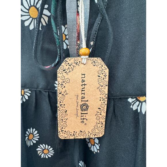 NATURAL LIFE | Maribel Floral Boho Peasant Top Black Daisy Mushroom NWT | Small - Picture 7 of 8